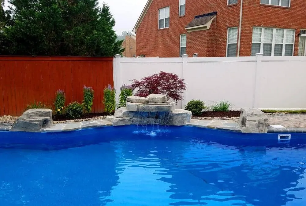 28″ Waterfall and Assorted RicoRock Boulders in a Pool in VA