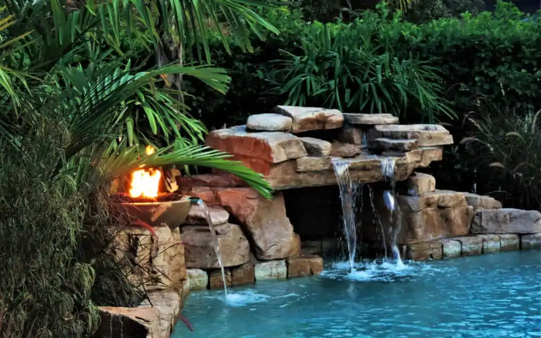 RicoRock Loveseat Grotto with Water and Fire Bowl