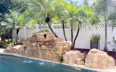 Faux Rock 4 Foot Double Swimming Pool Waterfall on Existing Pool